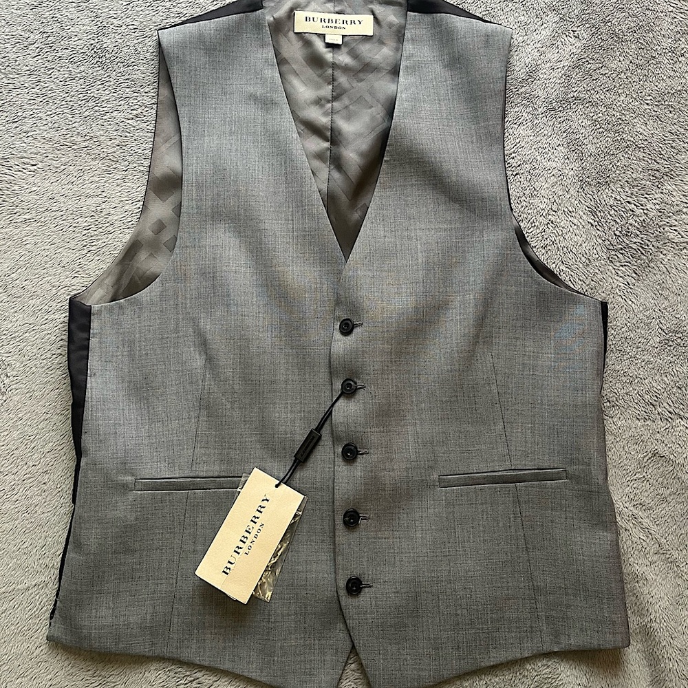 Burberry Grey Melange Suit Vest Sz 40